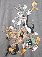 Plus Size Looney Tunes Cozy Fleece Crew Neck Sweatshirt, MEDIUM HEATHER GREY, alternate
