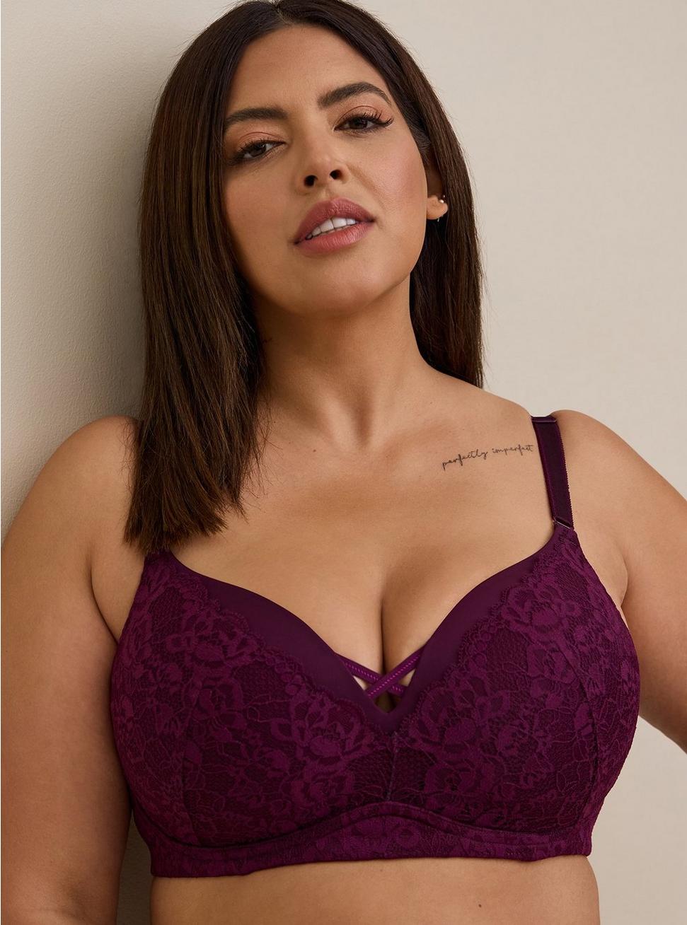 Wire-Free Push-Up Super Soft Lace 360° Back Smoothing™ Bra, POTENT PURPLE, hi-res