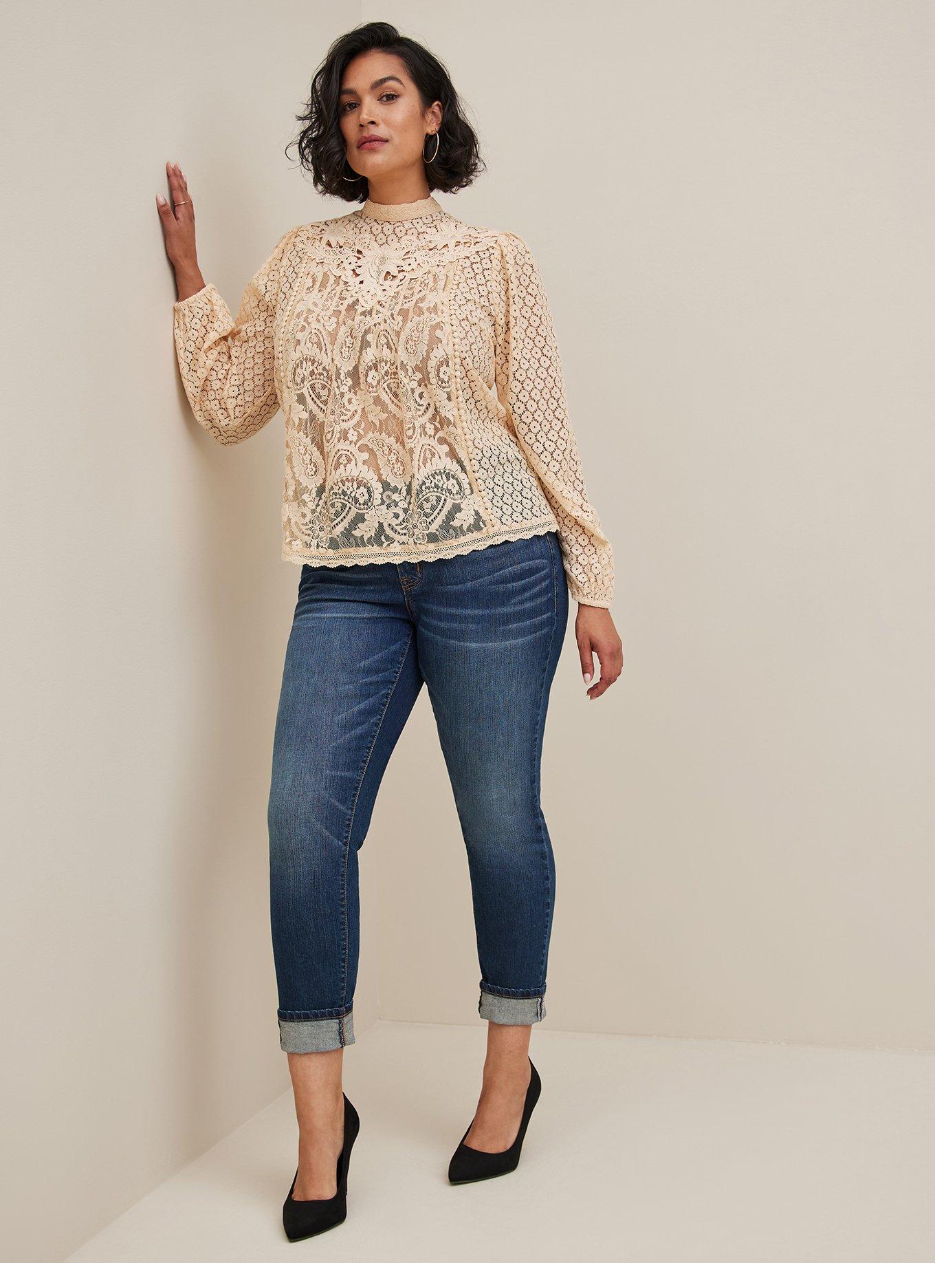 Mixed Lace High Neck Top