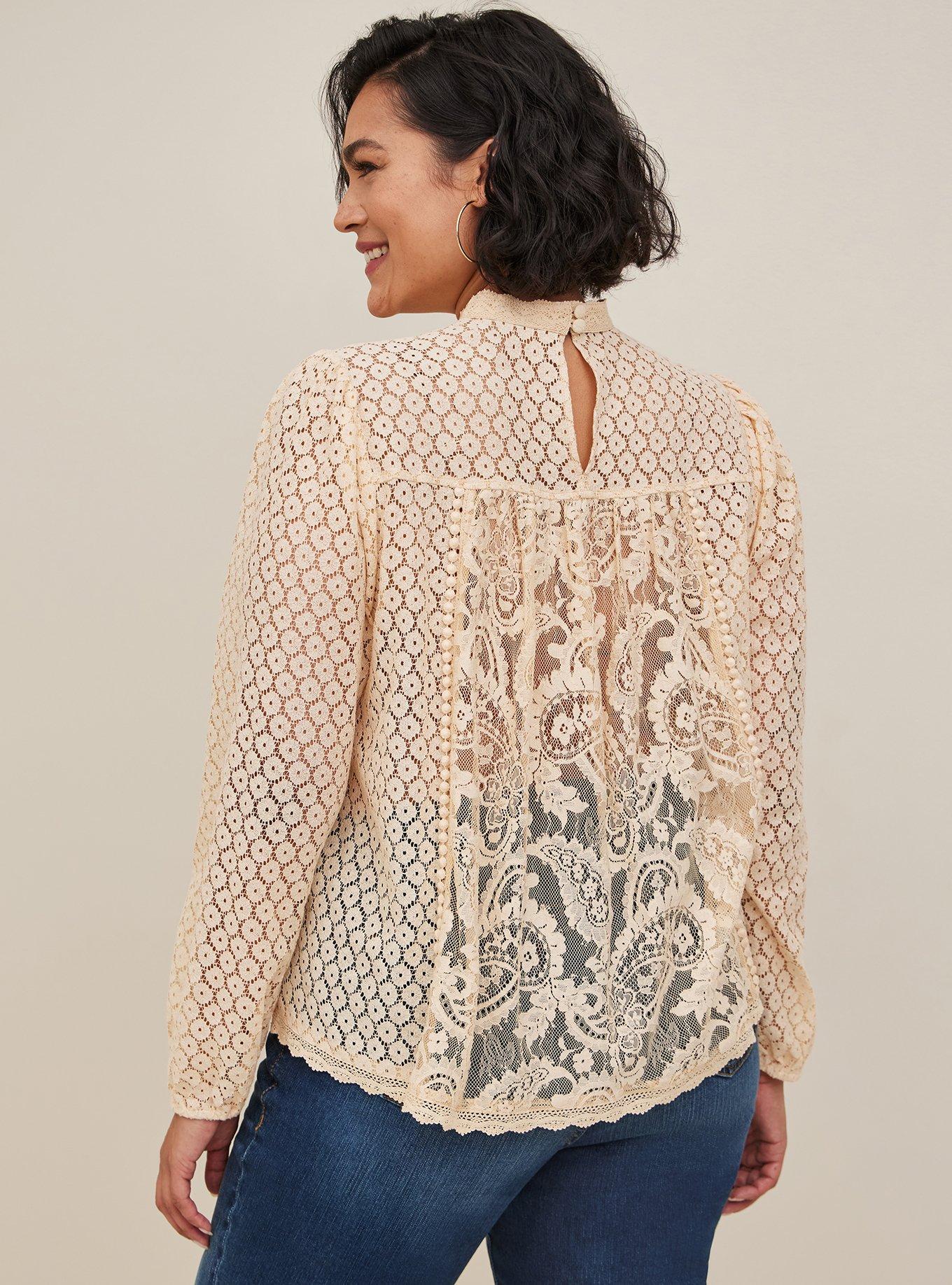 Mixed Lace High Neck Top