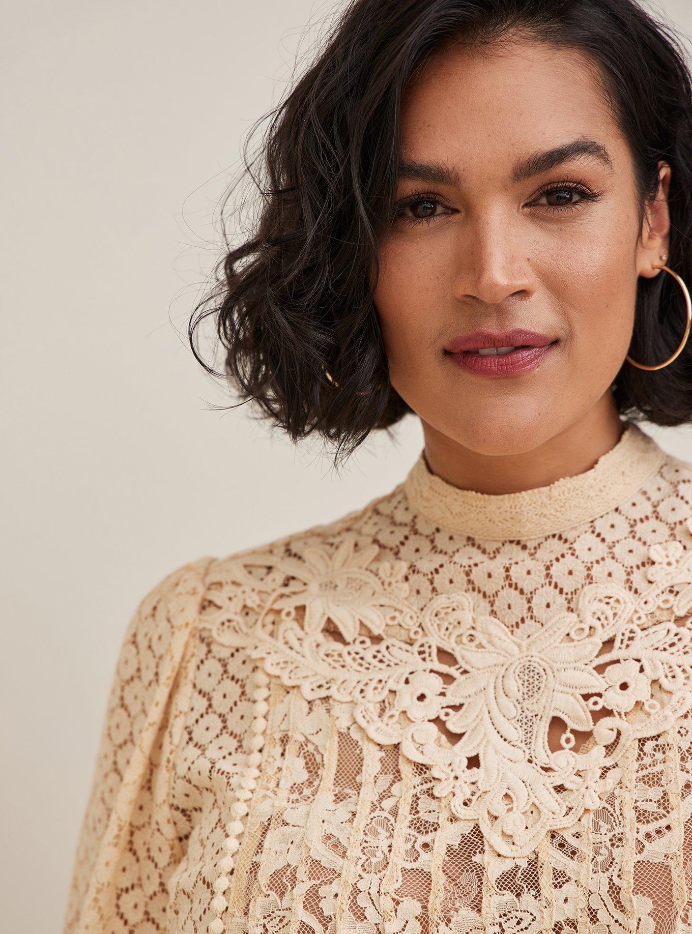 Mixed Lace High Neck Top