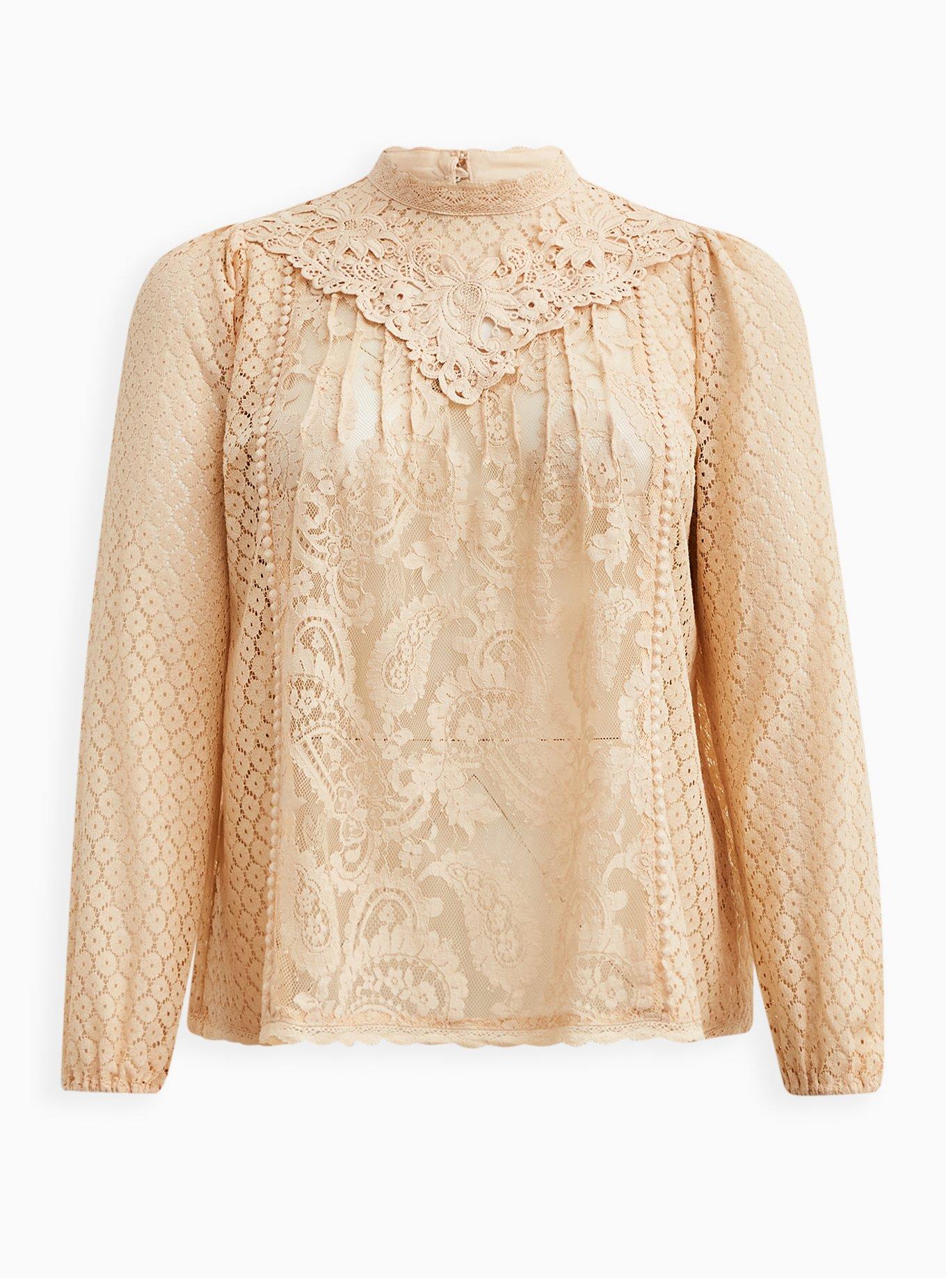 Mixed Lace High Neck Top