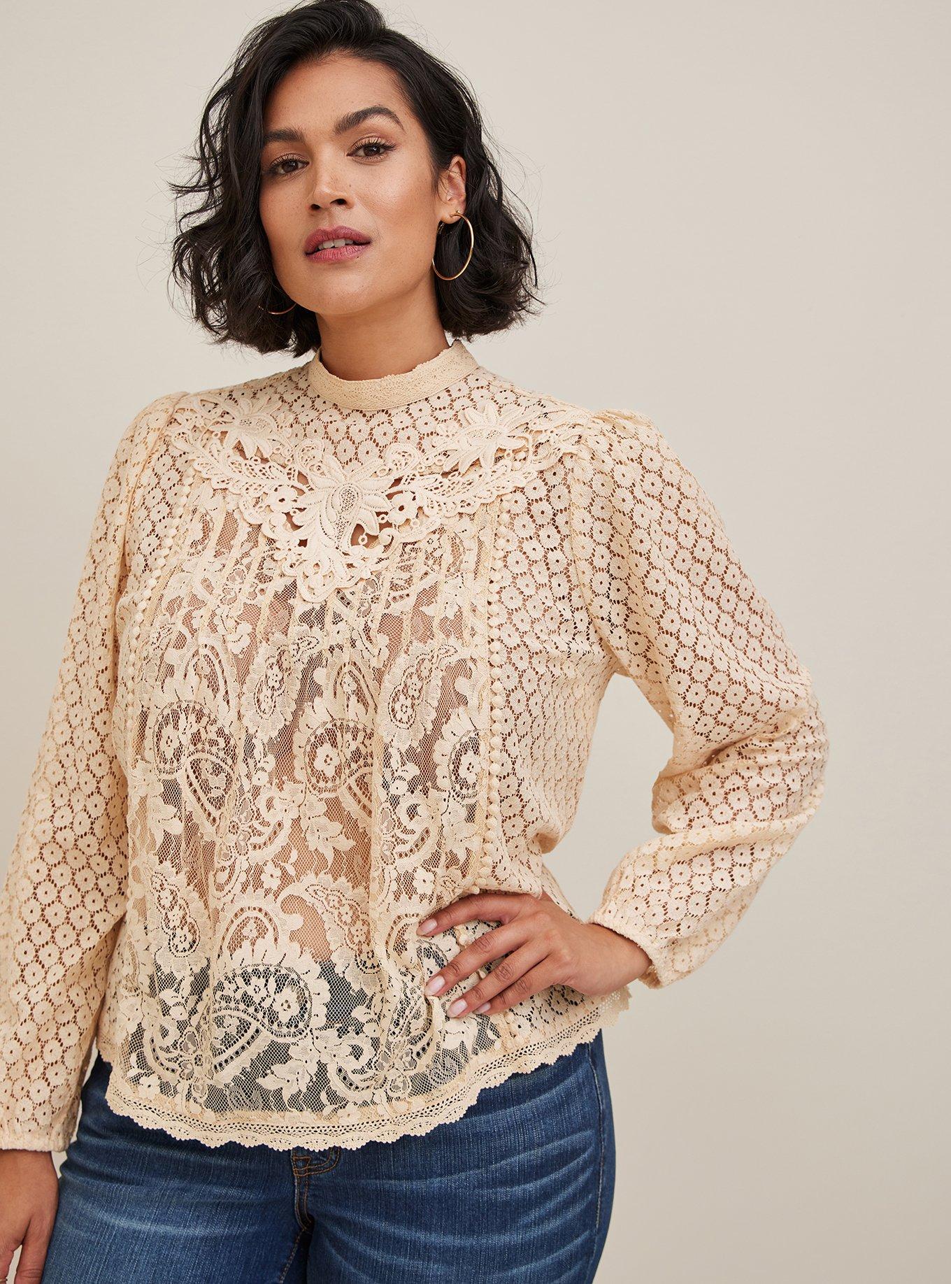 high neck lace blouse