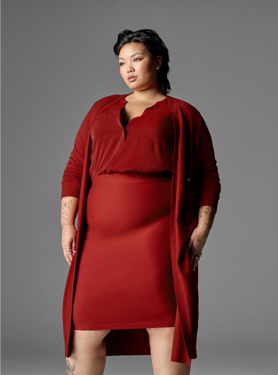 Harper Studio Crepe de Chine Pullover 3/4 Sleeve Blouse, DARK RED, hi-res