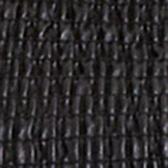 Peplum Faux Leather Smocked Top, DEEP BLACK, swatch