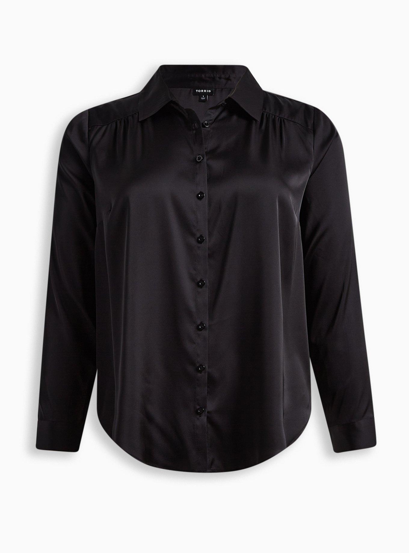 Plus Size - Madison Crepe De Chine Button-Front Long Sleeve Shirt