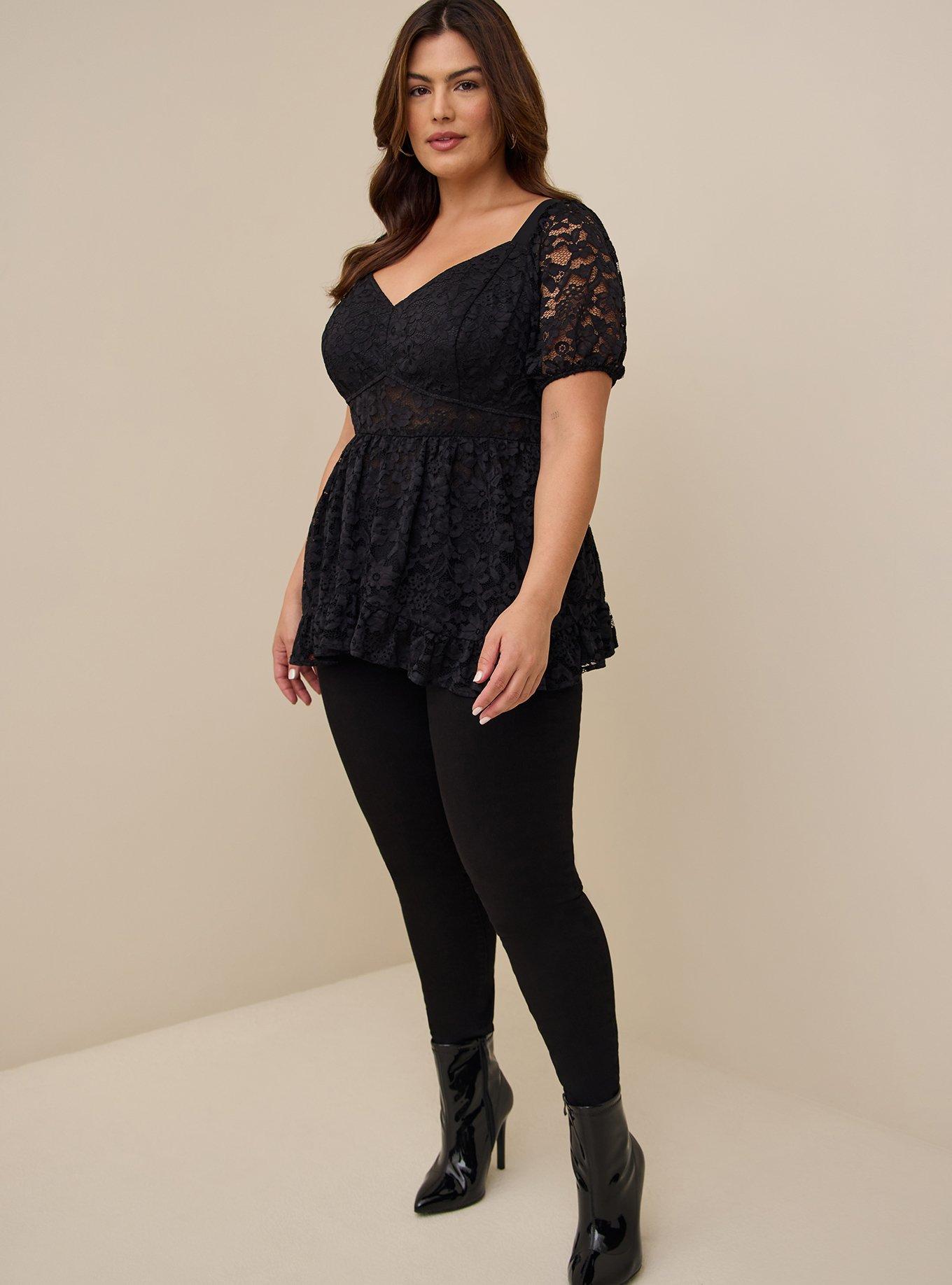 Threaded Pear Skye Sleeve Babydoll Blouse Long Sleeve PLUS Top