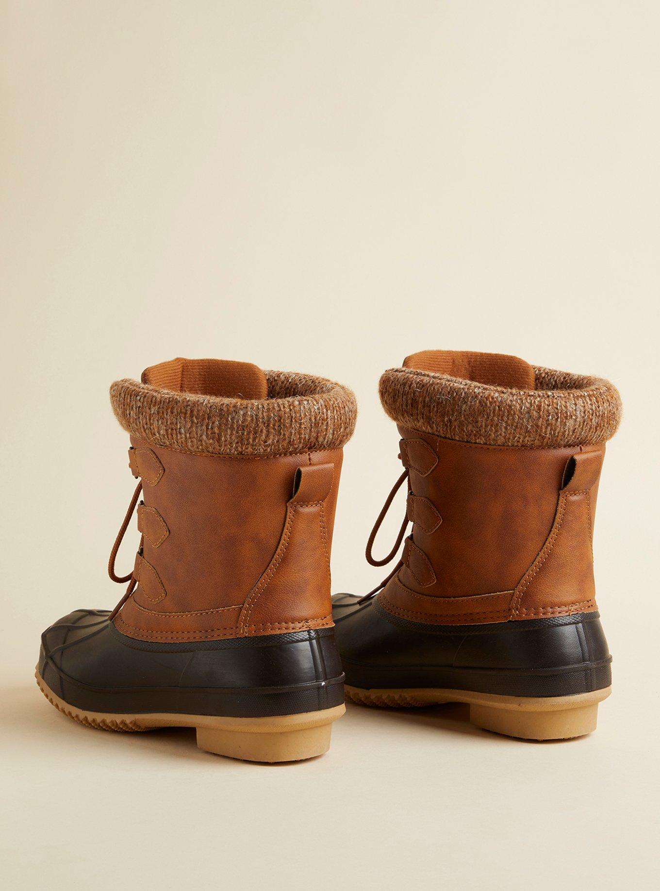 Sweater Detail Duck Boot, BROWN, alternate