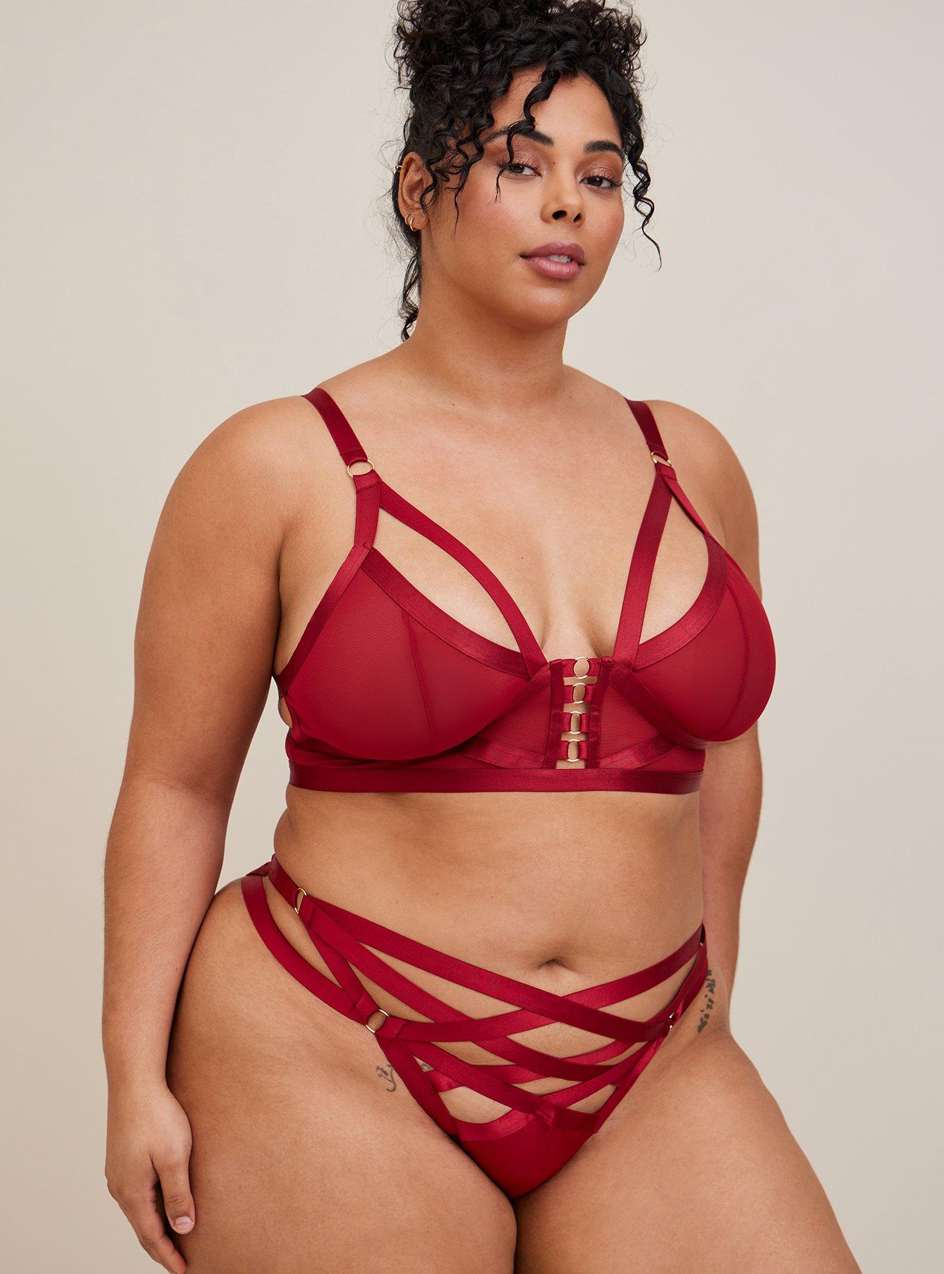 Plus Size - Overt Strappy Satin Tanga Panty - Torrid