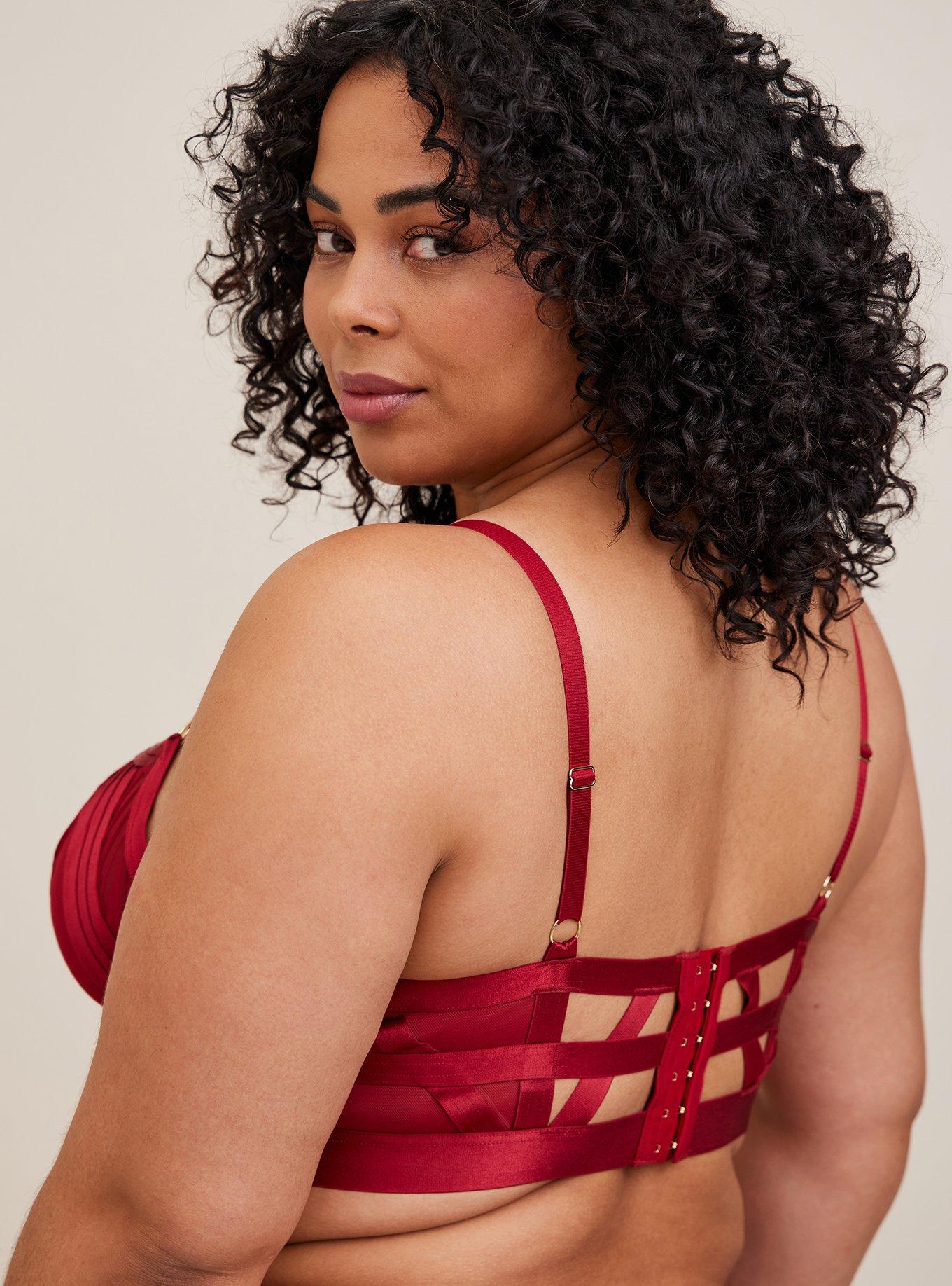 Plus Size - Unlined Longline Strappy Bralette - Plaid Red - Torrid