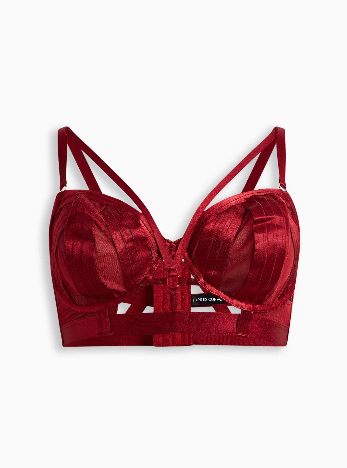 Torrid OVERT STRAPPY MESH UNDERWIRE BRA WITH MESH CUPS RED size 00