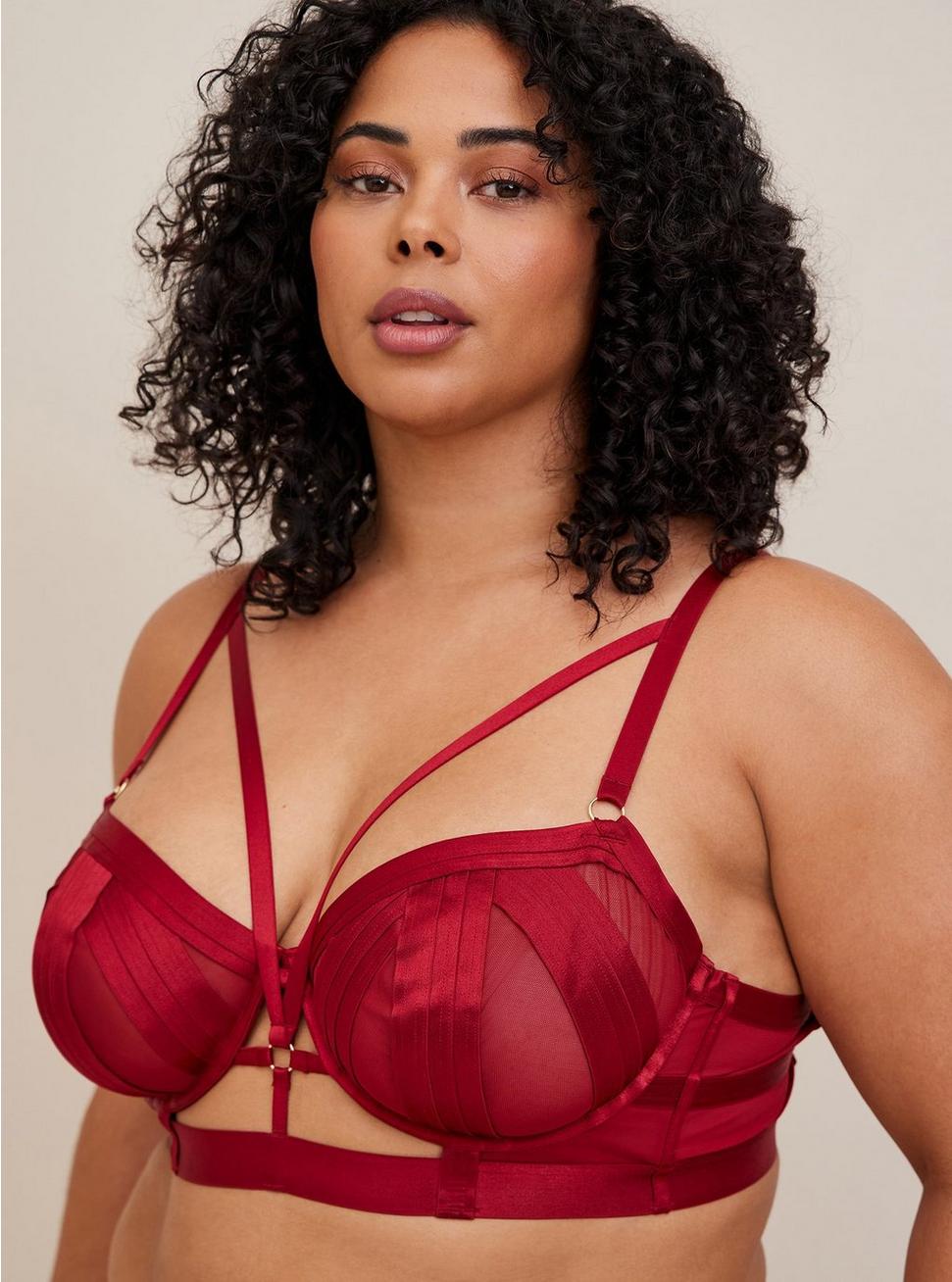 Overt Strappy Mesh Underwire Bra With Mesh Cups, BIKING RED, hi-res