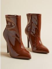 Stretch Pointed Toe Heel Bootie (WW), BROWN, hi-res