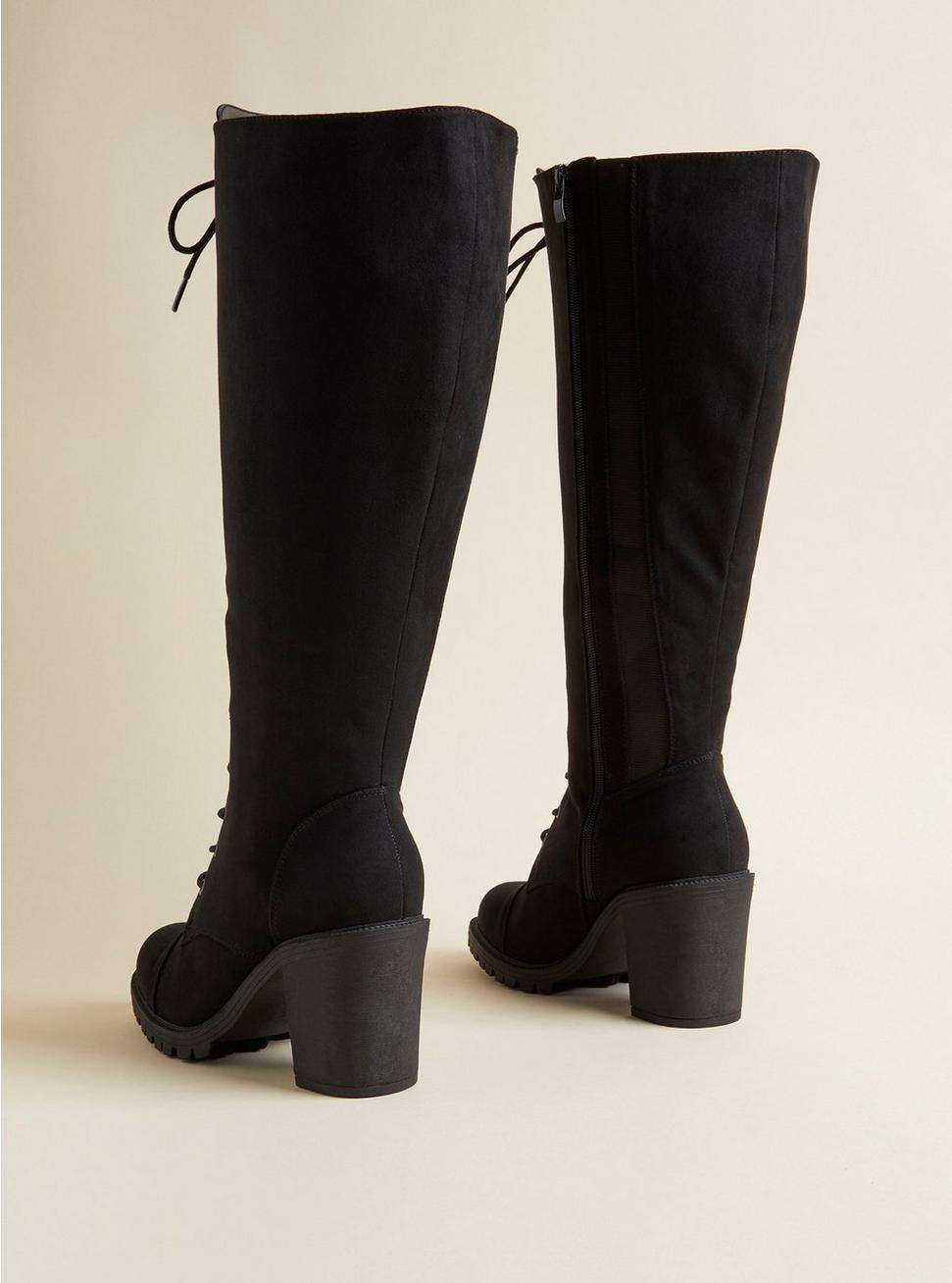 Lace-Up Heel Knee Boot (WW), BLACK, alternate