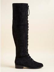 Plus Size  Lace-Up Over The Knee Boot (WW), BLACK, alternate