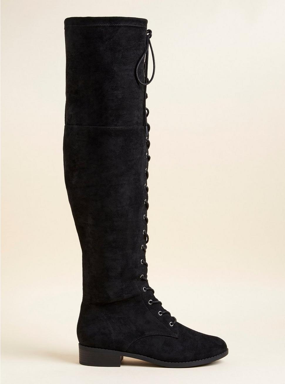  Lace-Up Over The Knee Boot (WW), BLACK, alternate