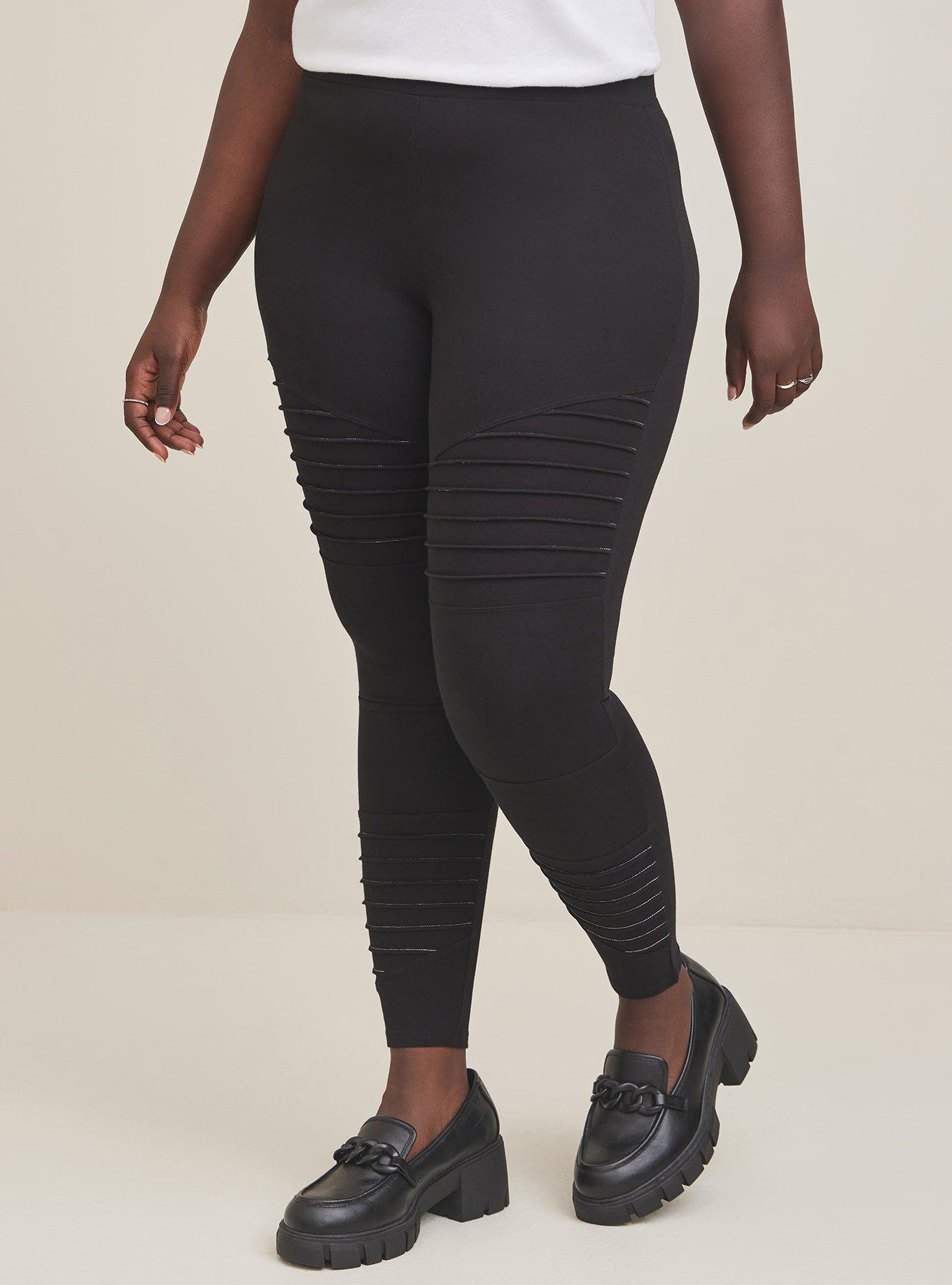 Plus Size - Full Length Comfort Waist Pintuck Moto Premium Legging - Torrid