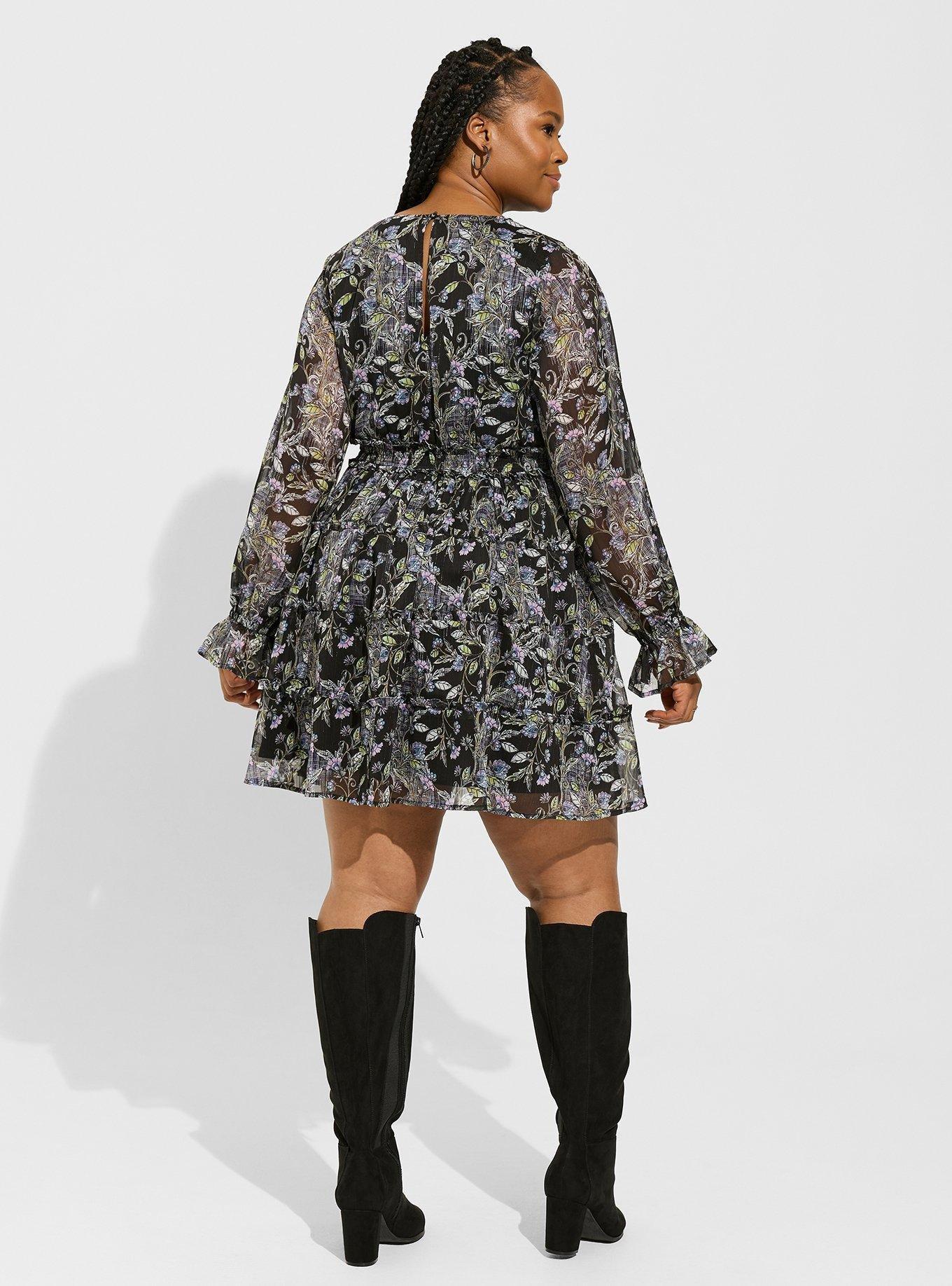 Mini Lurex Chiffon Tiered Dress