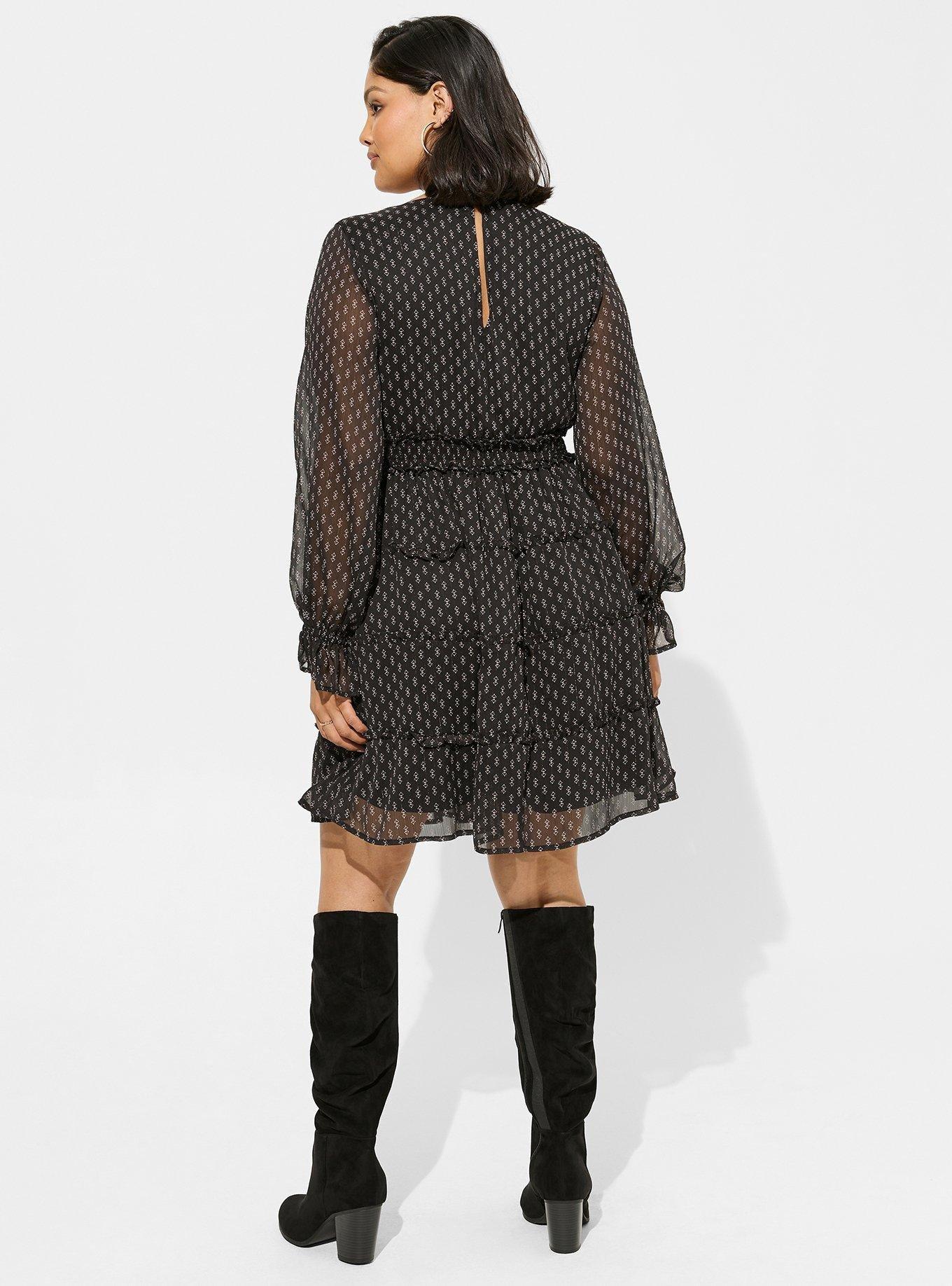 Plus Size - Mini Lurex Chiffon Tiered Dress - Torrid