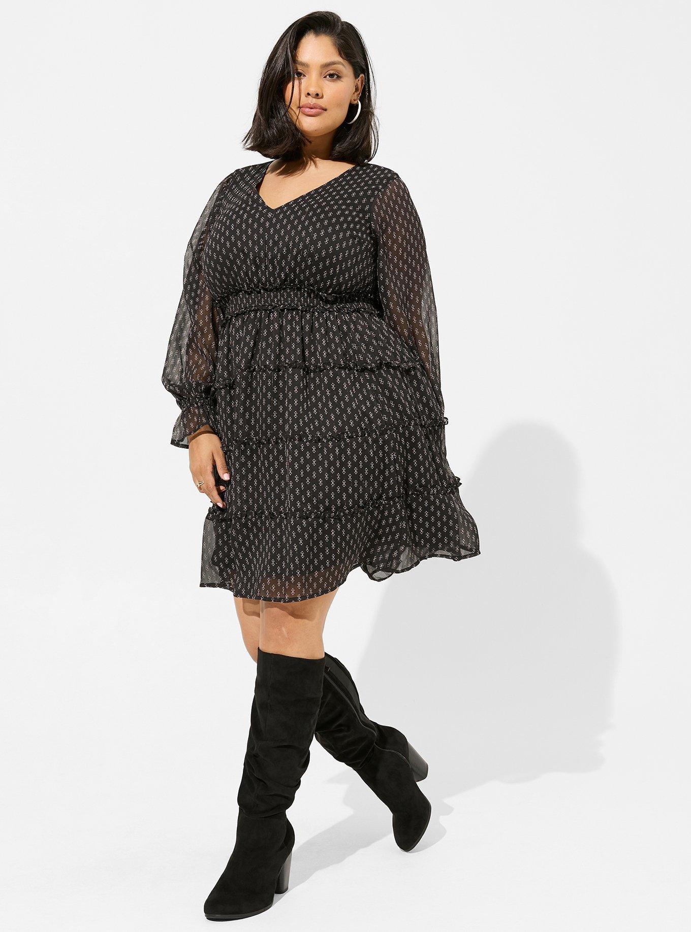 Plus Size - Mini Lurex Chiffon Tiered Dress - Torrid