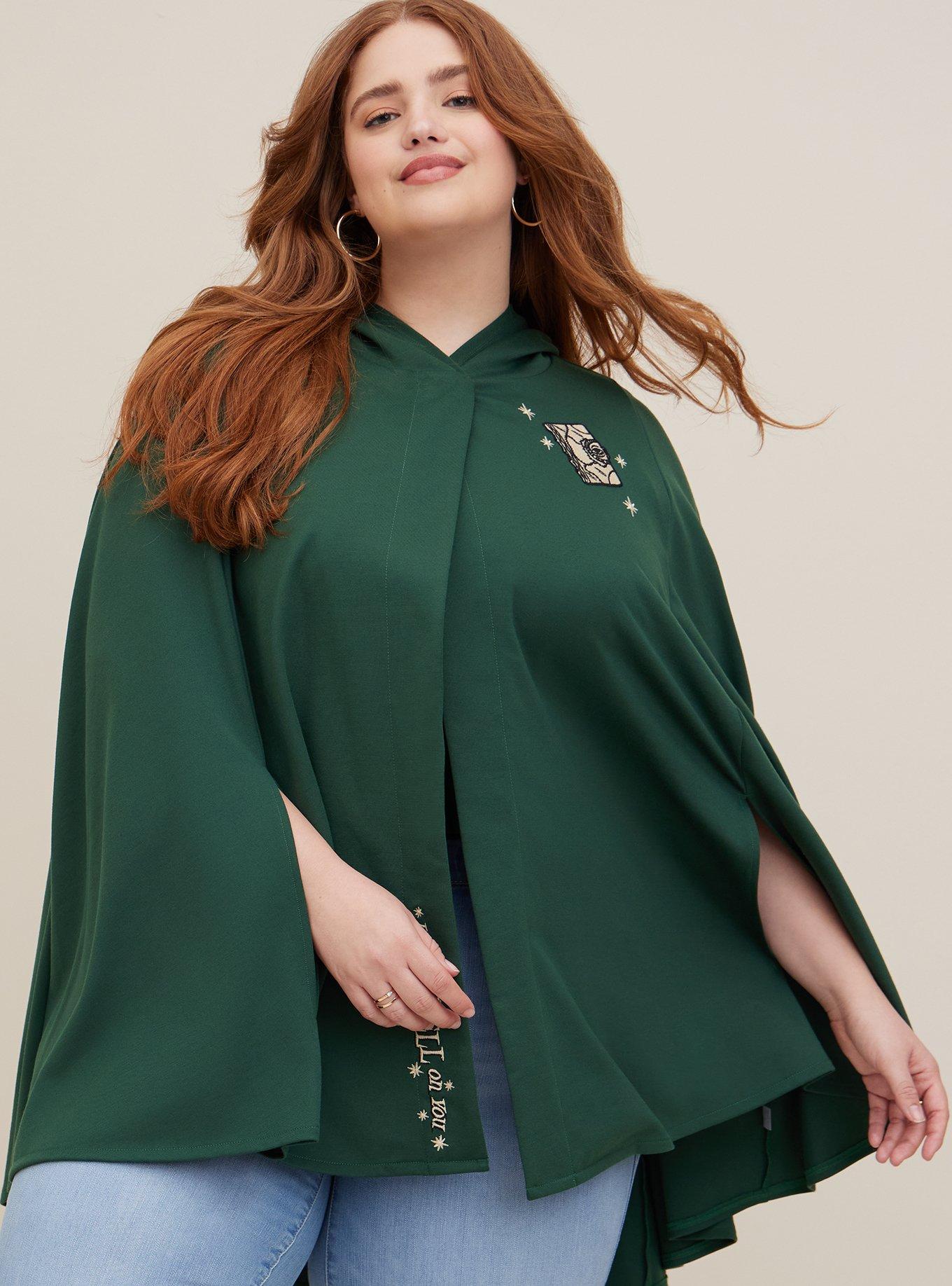 Disney Hooded Cape Coat - Lightweight Ponte Hocus Pocus Green, GREEN, alternate