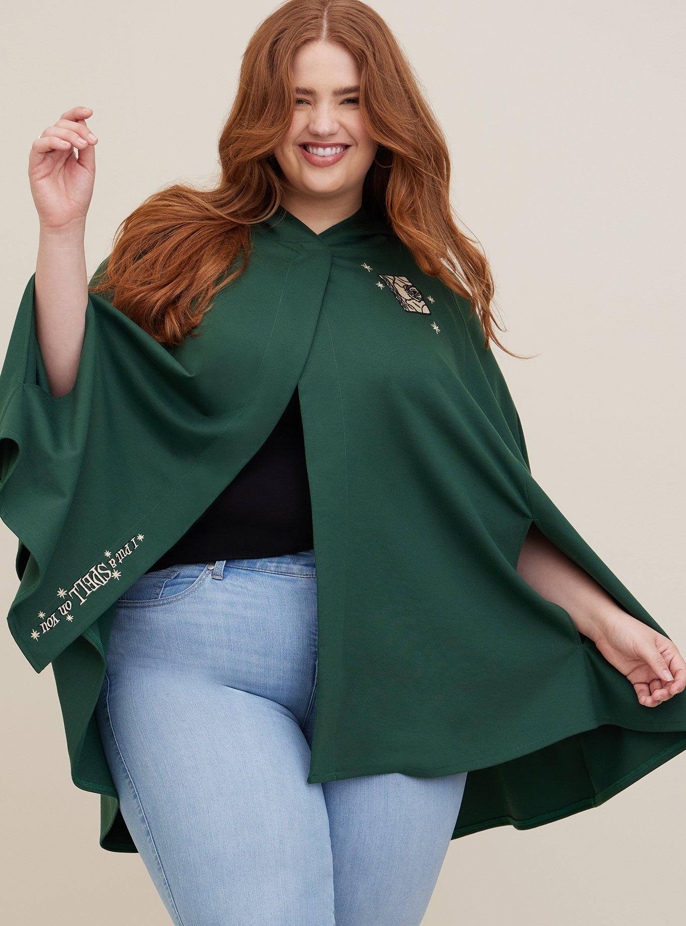 Disney Hooded Cape Coat - Lightweight Ponte Hocus Pocus Green, GREEN, alternate