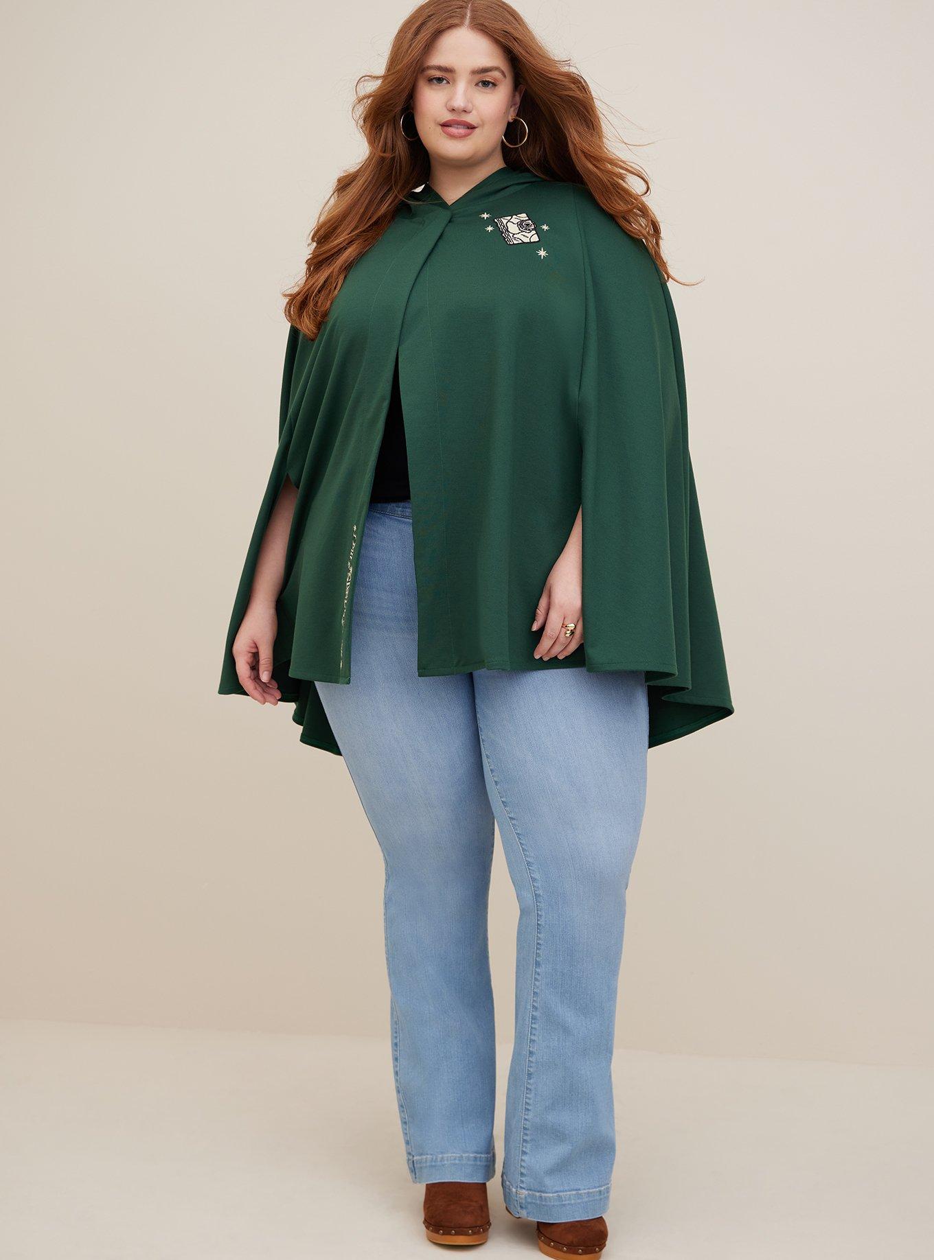 Disney Hooded Cape Coat - Lightweight Ponte Hocus Pocus Green, GREEN, alternate
