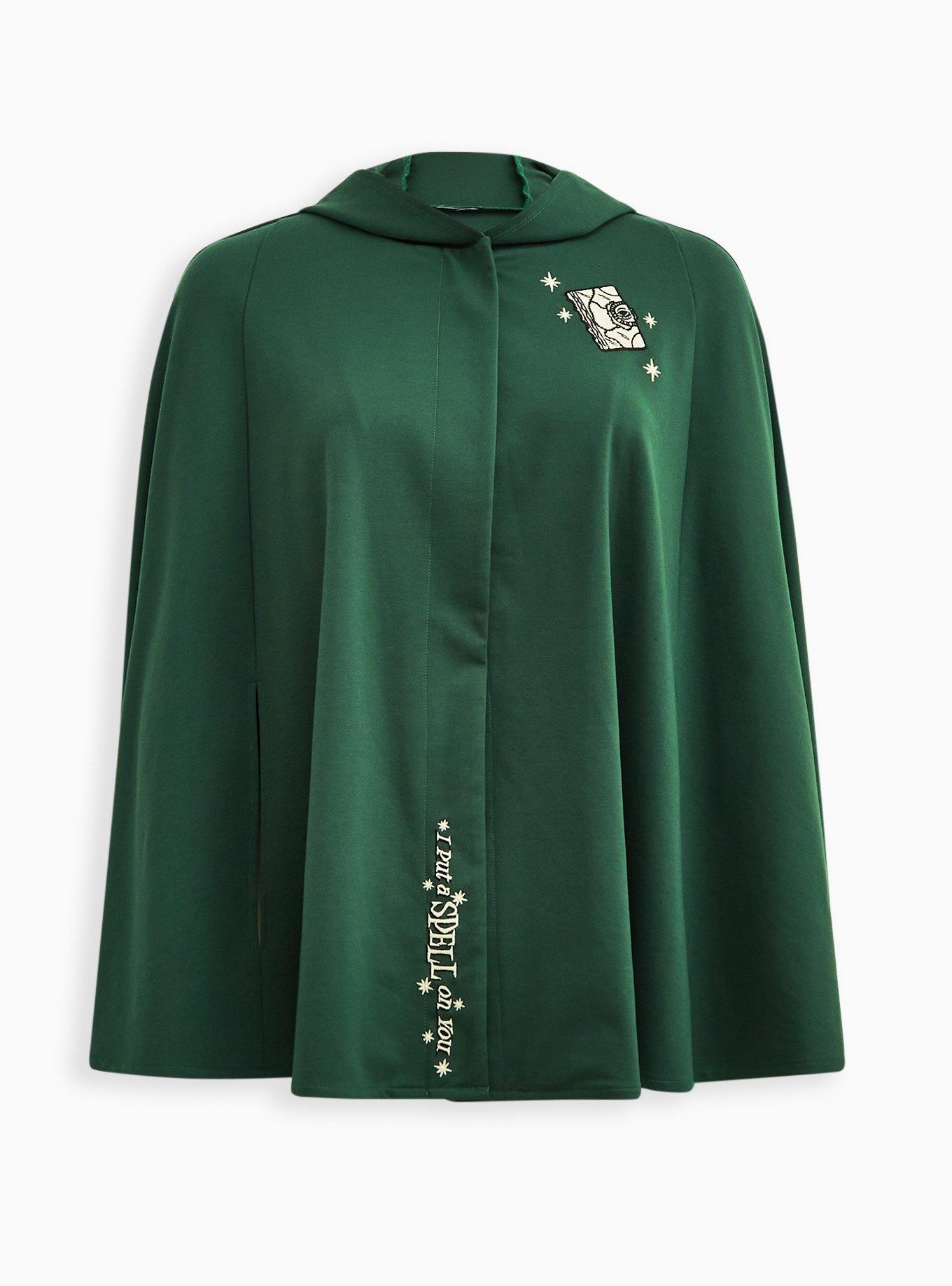 Disney Hooded Cape Coat - Lightweight Ponte Hocus Pocus Green, GREEN, hi-res
