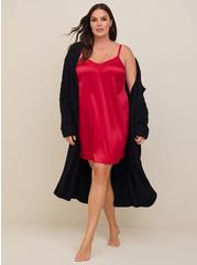 Dream Satin Lace Trim Sleep Cami Gown, JESTER RED, hi-res