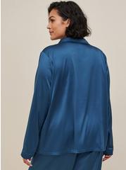 Dream Satin Button Through Long Sleeve Sleep Shirt, LEGION BLUE, alternate