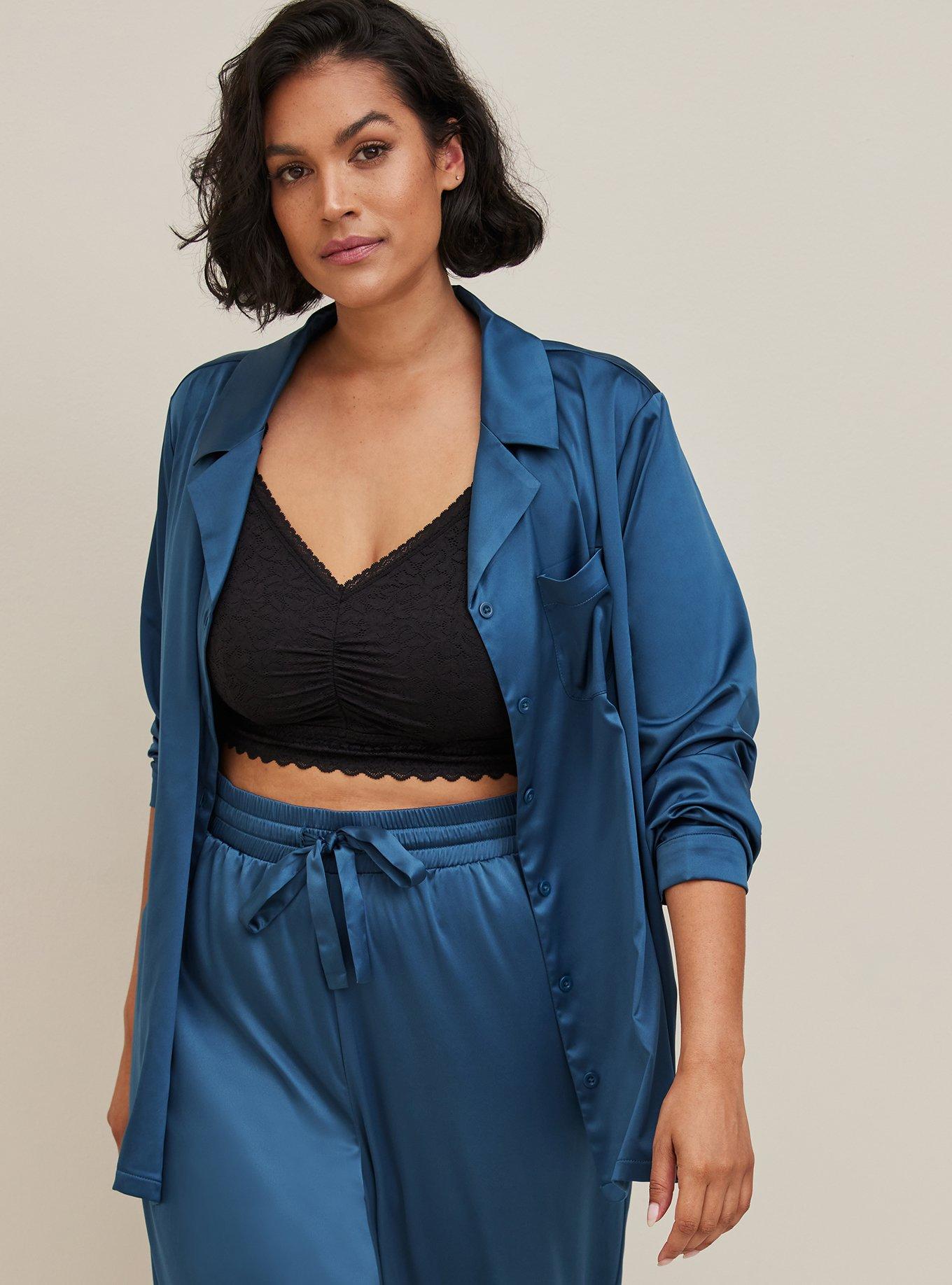 Plus Size Dream Satin Button Through Long Sleeve Sleep Shirt Torrid