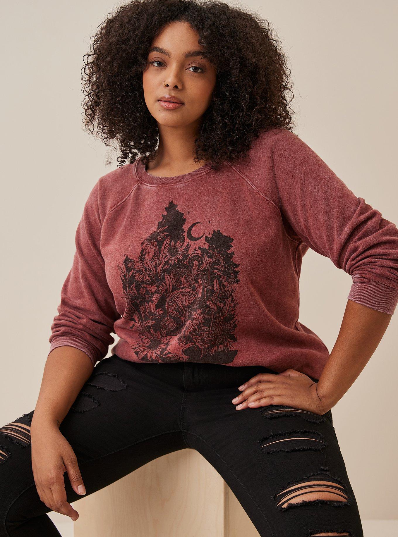 Plus Size Navy Turtle Neck Print Warm Fleece Sweatshirts Top Spring