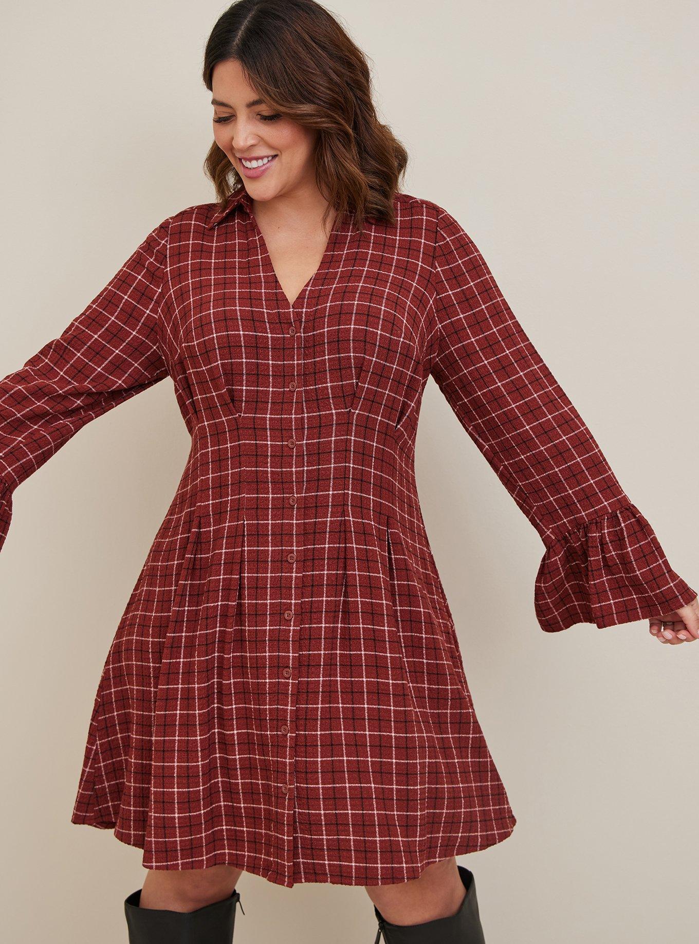 Plus Size - Mini Gauze Bell Sleeve Shirtdress - Torrid