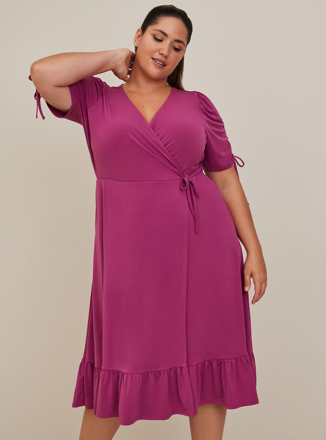 Plus Size - A-line Midi Wrap Dress - Torrid