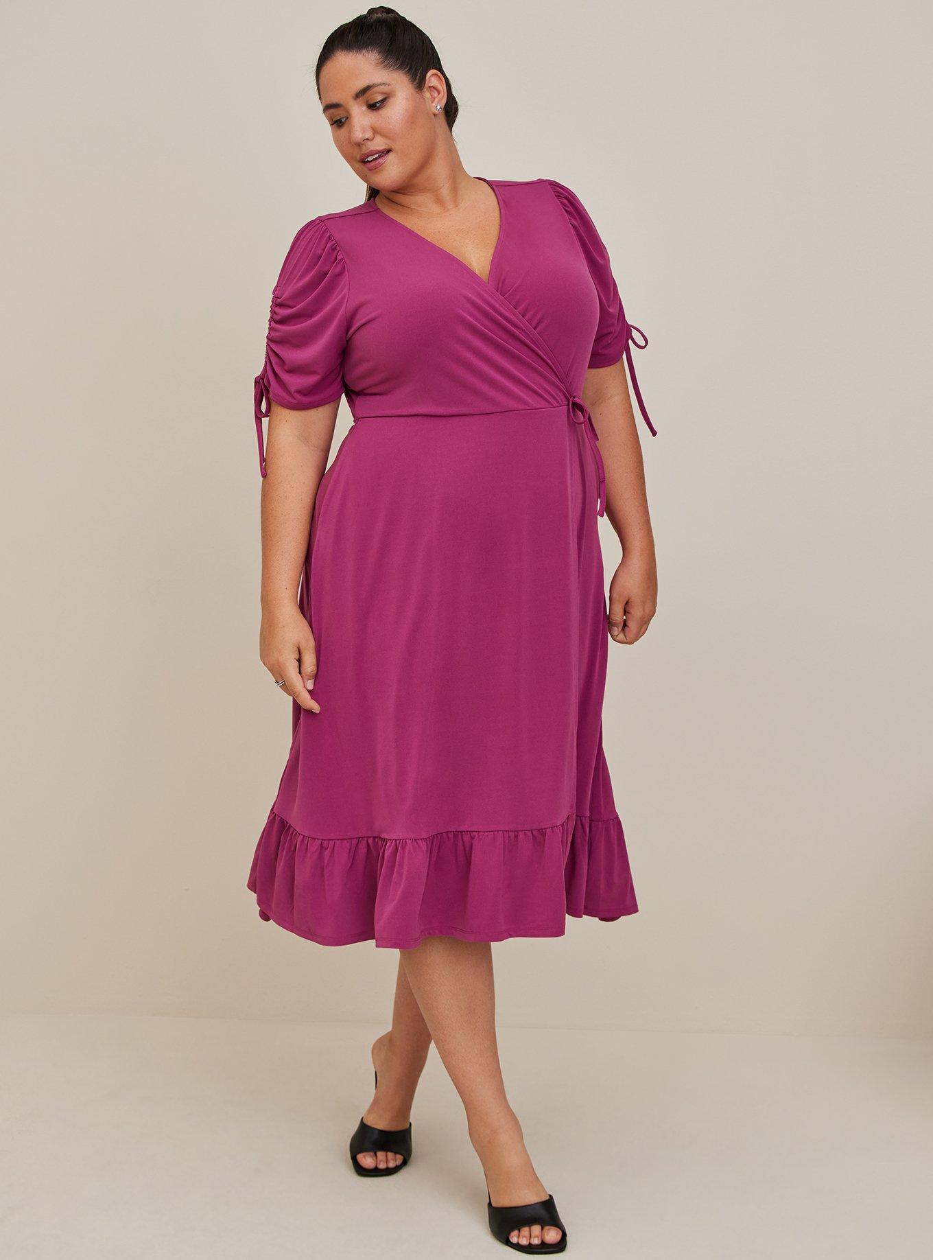 Plus Size - A-line Midi Wrap Dress - Torrid