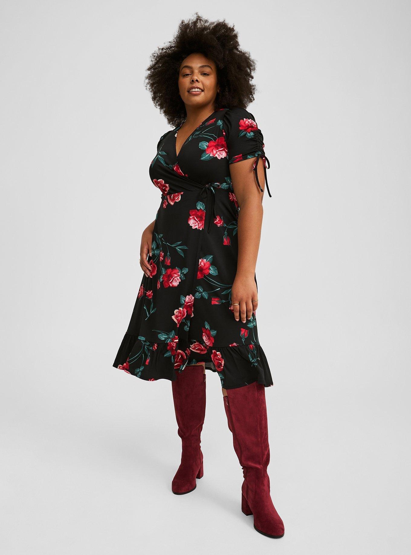navy blue dress for baby girl Plus Size LC Lauren Conrad Puffed Sleeve A-Line Midi Dress main image 0