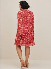 Mini Chiffon Babydoll Dress, FLORAL RED, alternate