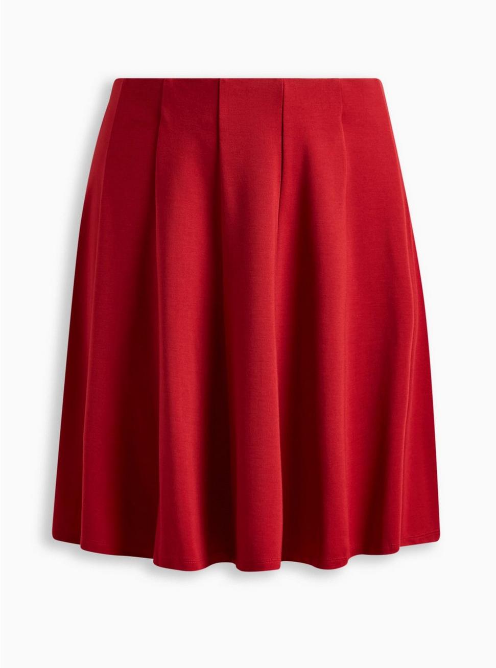 Plus Size Mini Studio Ponte Seamed Circle Skirt, RED, hi-res