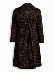 Wool Tie Waist Coat, PLAID BLACK, hi-res
