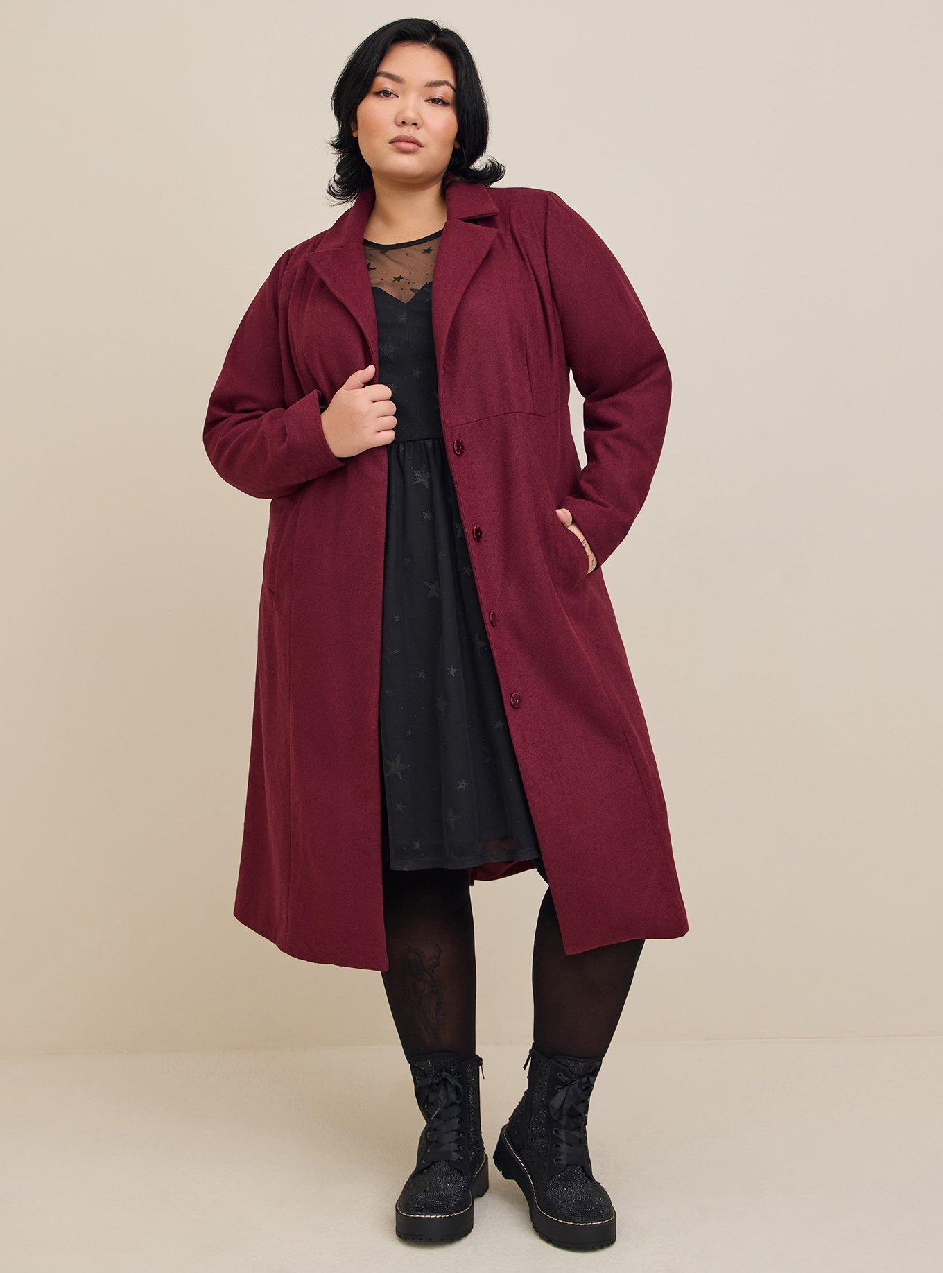 Plus size store wool trench coat