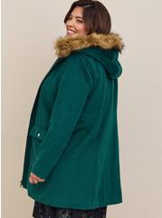 Wool Zip Front Faux Fur Trim Coat, BOTANICAL GREEN, alternate