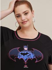 Warner Bros. Batman Bat Crest Cotton Crew Neck Raglan Top, DEEP BLACK, alternate