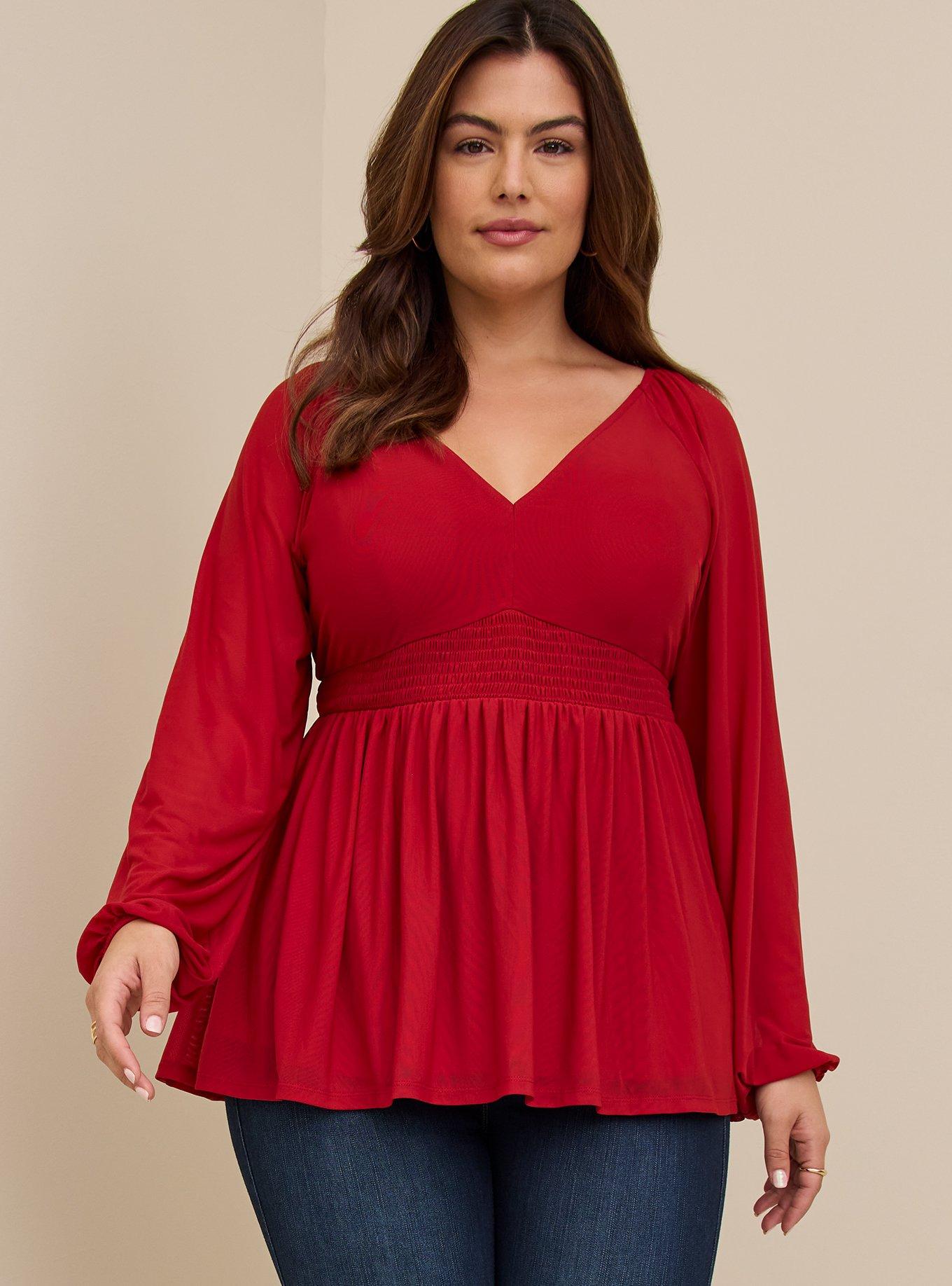 Plus Size - Black Smocked Babydoll Top - Torrid