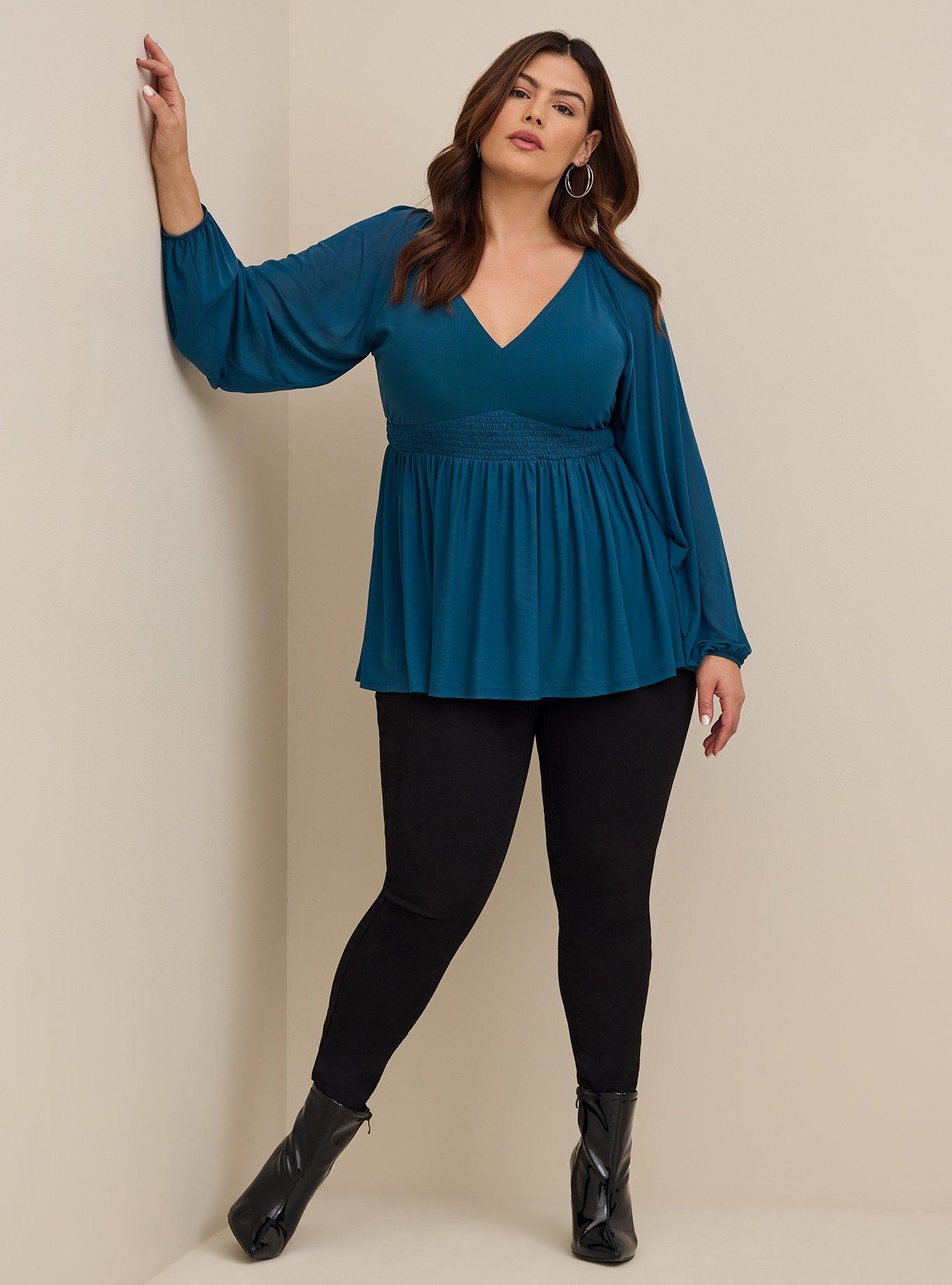 Plus Size - Peplum Smocked Short Sleeve Top - Torrid