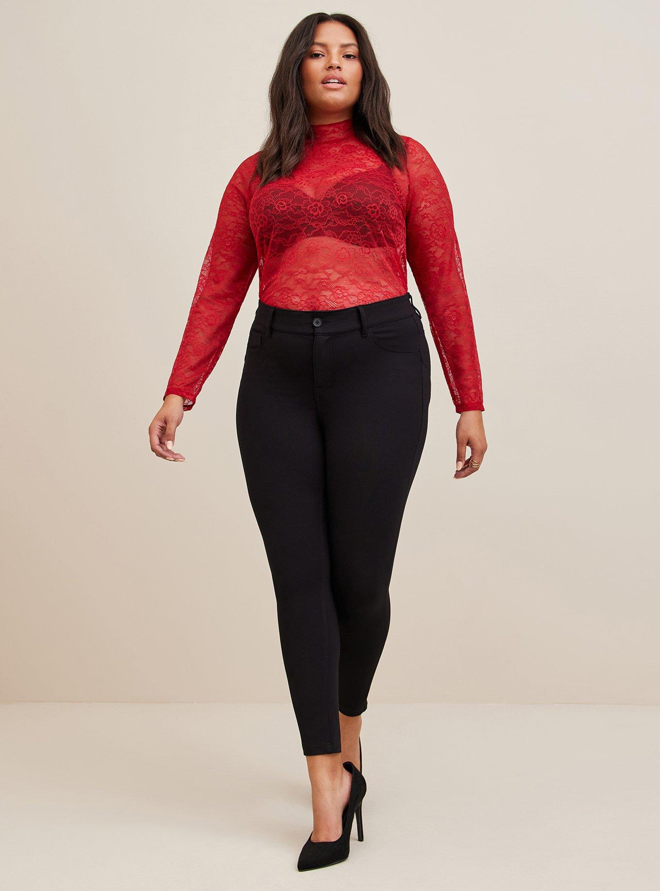 Plus Size Sheer Lace Mock Neck Long Sleeve Top Torrid