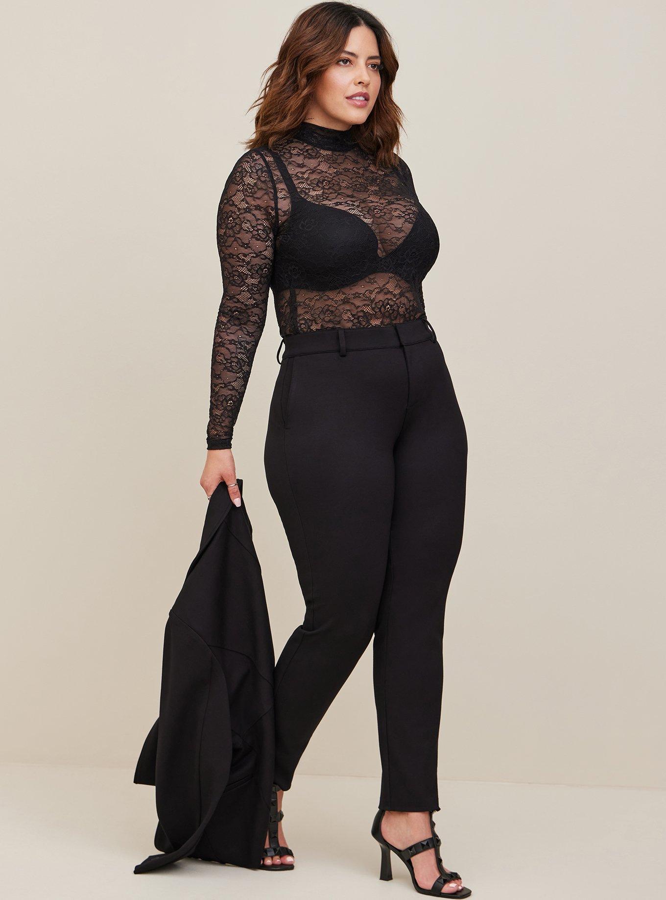 Plus Size Sheer Lace Mock Neck Long Sleeve Top Torrid