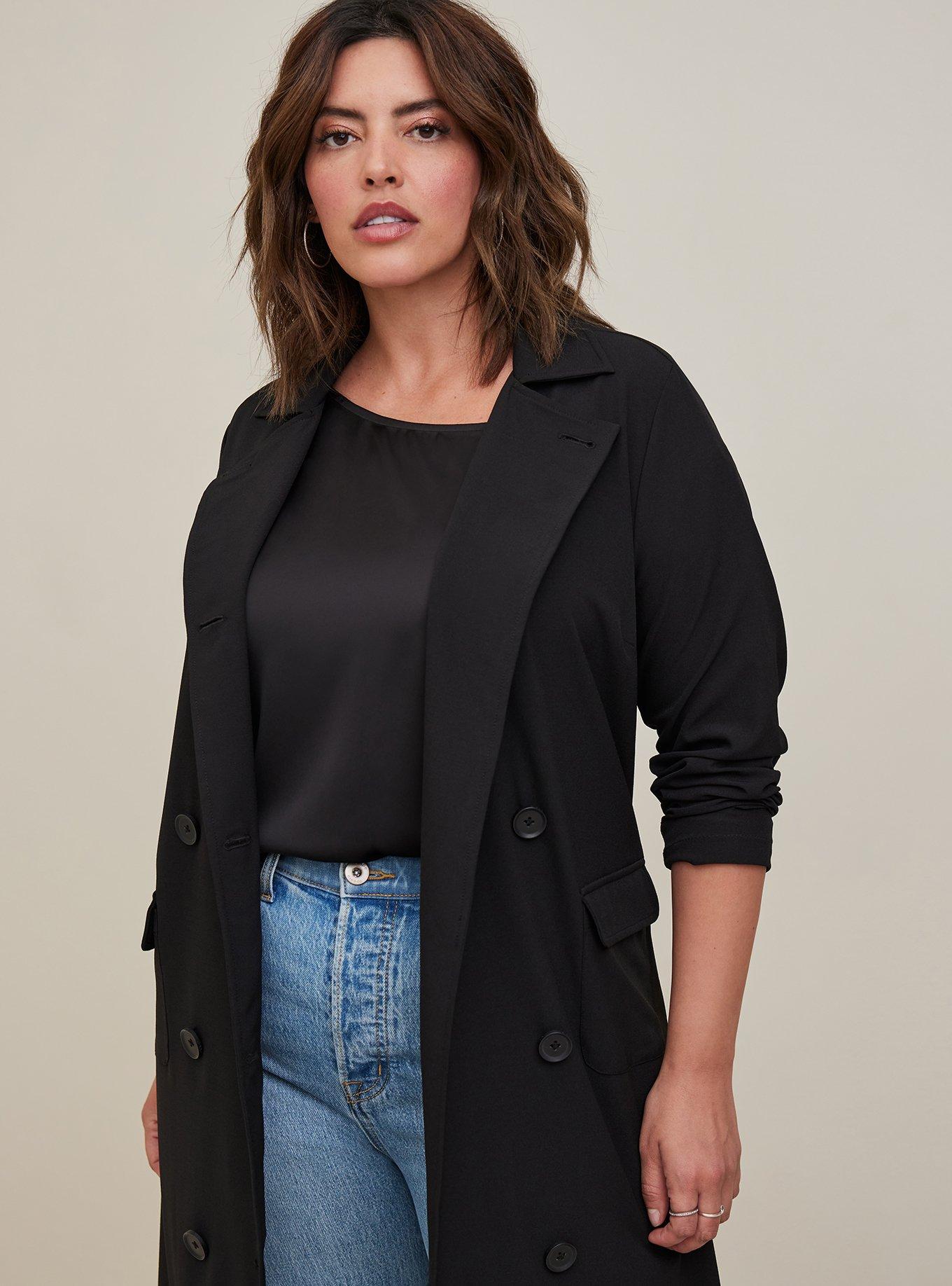 Plus Size - Studio Crepe Long Trench Coat - Torrid