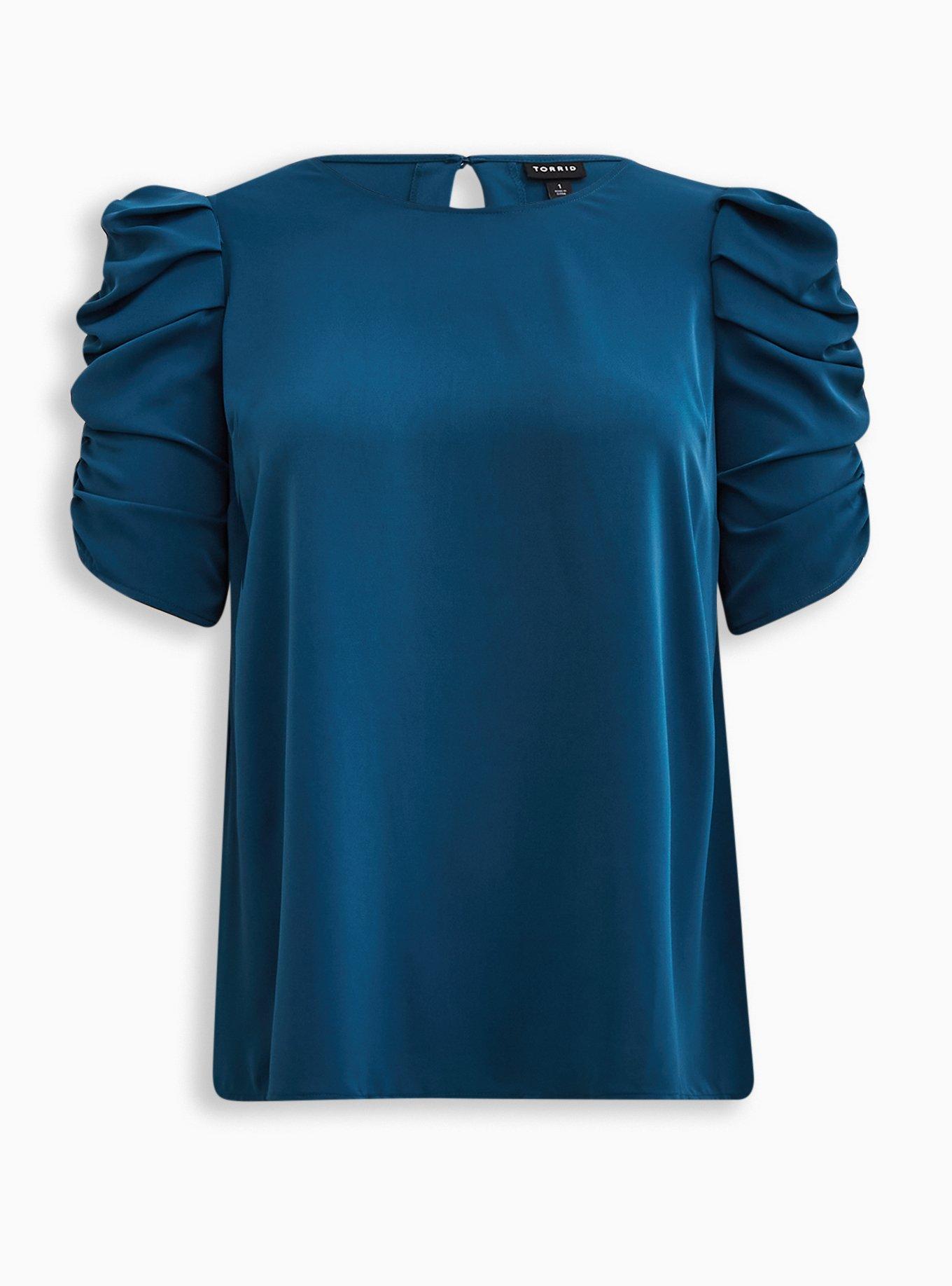 Studio Crepe De Chine Ruched Sleeve Blouse, LEGION BLUE, hi-res