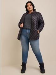 Nylon Quilted Puffer Jacket, DEEP BLACK, hi-res