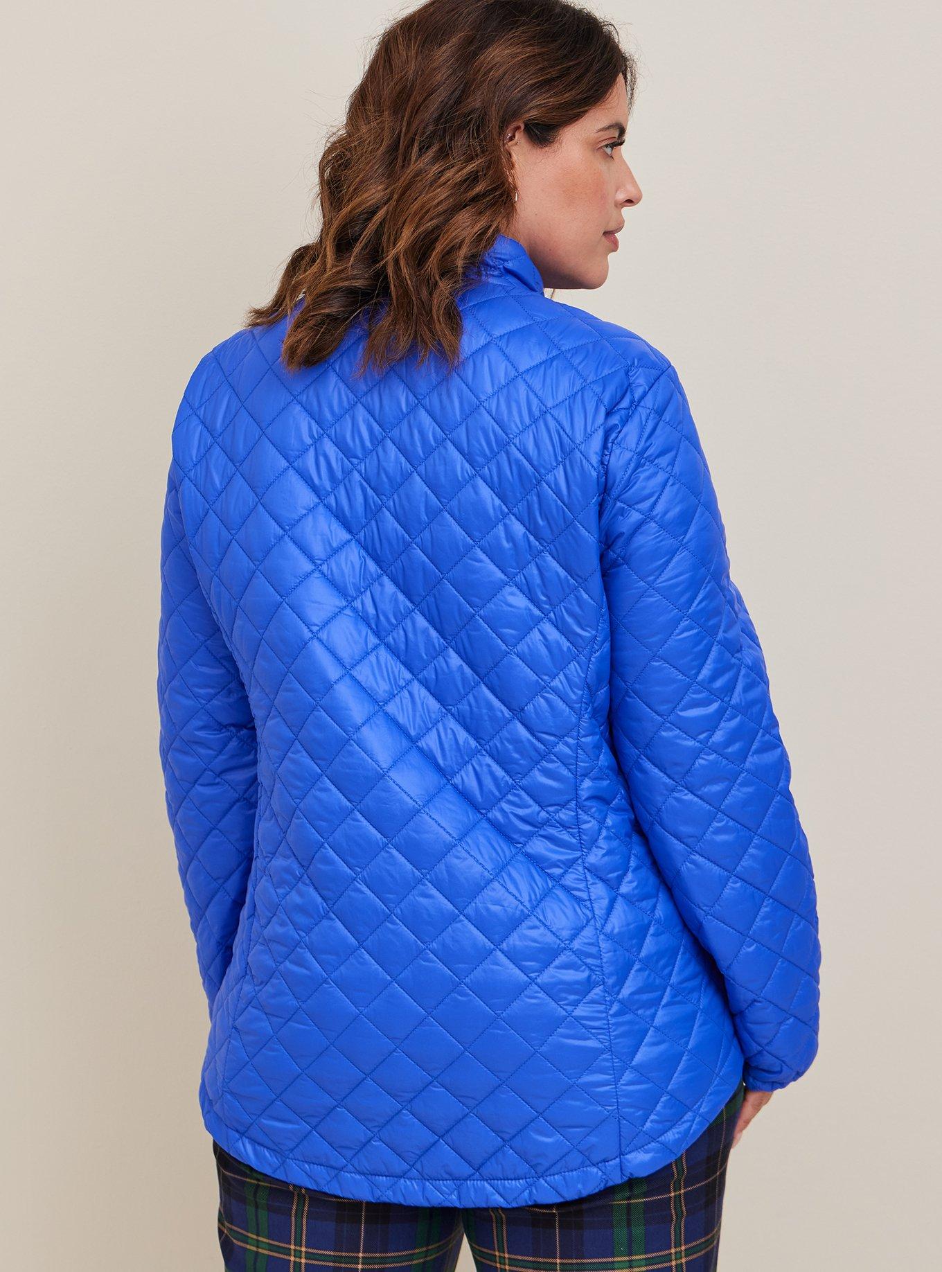 Plus Size Nylon Quilted Puffer Jacket, ELECTRIC BLUE, alternate